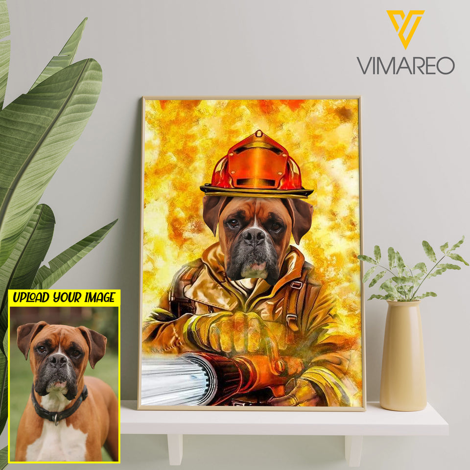 FIREFIGHTER PERSONIZED DOG BREED CANVAS TNDT0607