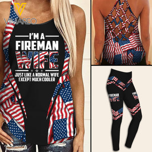 AMERICAN FIREMAN WIFE  CRISS-CROSS TANK TOP LEGGING