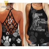 PITBULL DOG FIGHTER CRISS-CROSS TANK TOP PAW