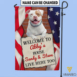 PERSONALIZED  PITBULL WELCOME TO HOUSE FLAG TNTQ2608
