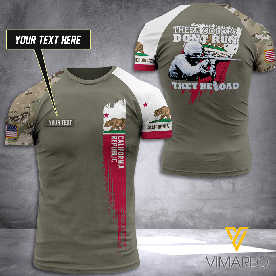 CUSTOMIZED THESE COLORS RELOAD CALIFORNIA ARMY T SHIRT 3D PRINTED