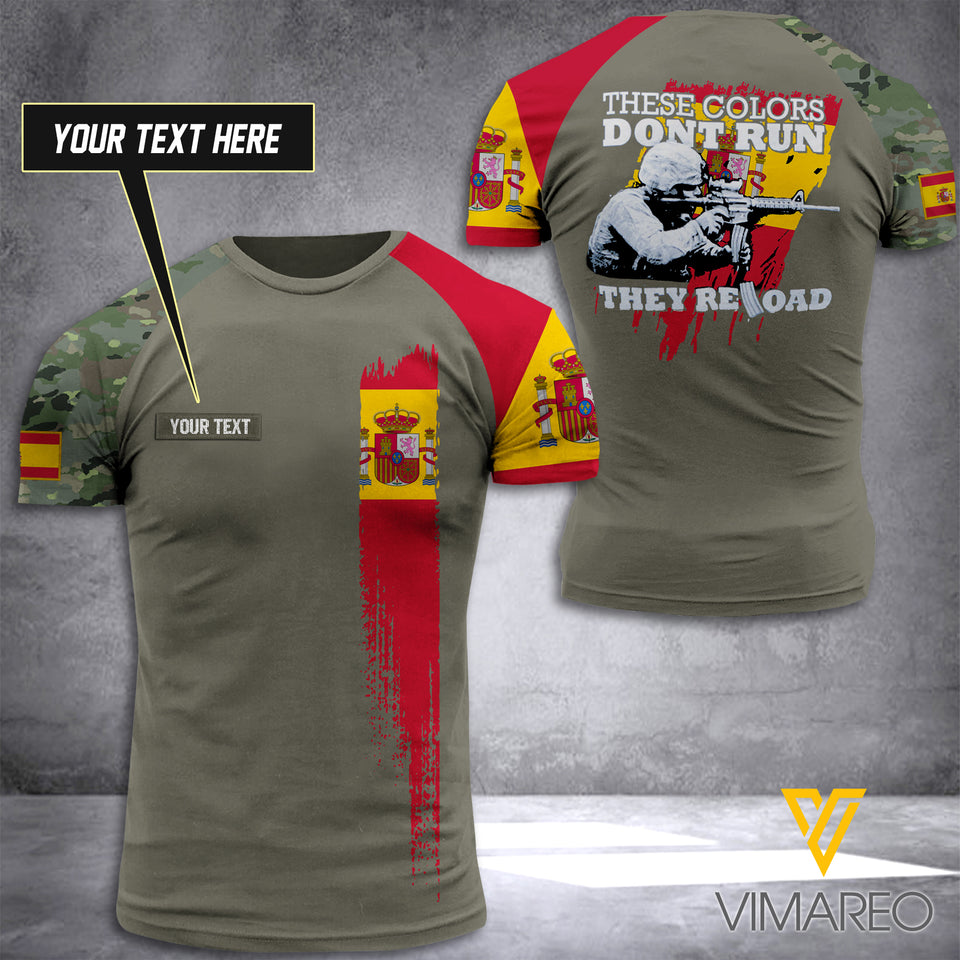 CUSTOMIZED THESE COLORS RELOAD SPANISH ARMY T SHIRT 3D PRINTED