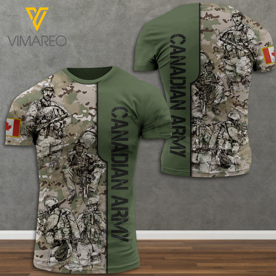 CANADIAN ARMY CAMO T SHIRT 3D PRINTED
