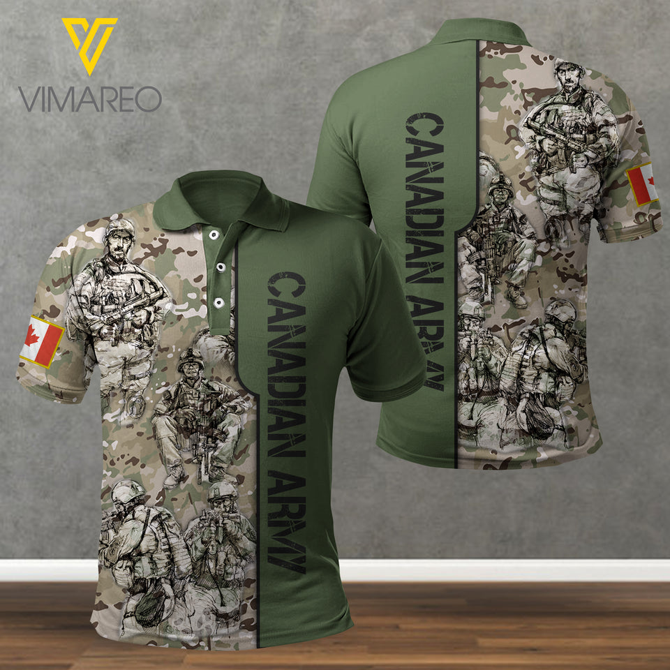 CANADIAN ARMY CAMO POLO SHIRT 3D PRINTED