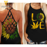 CANNABIS CRISS-CROSS TANK TOP SUNFLOWER