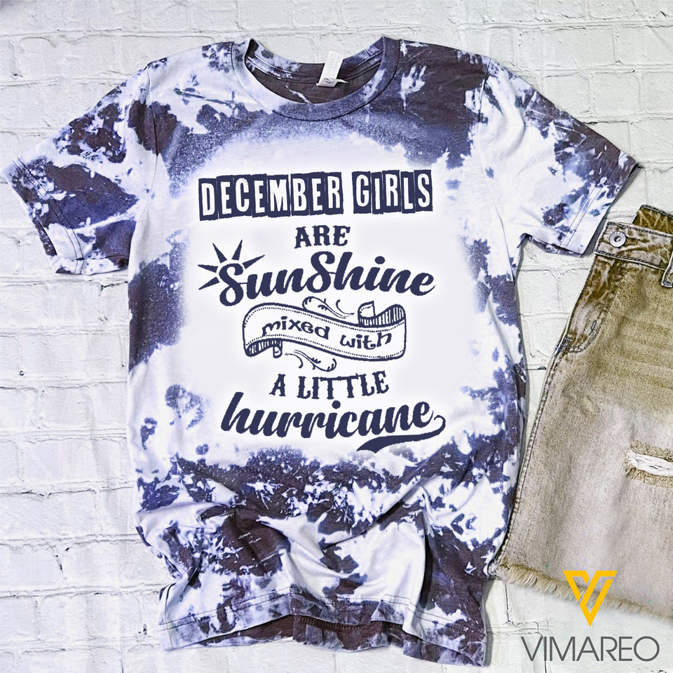 DECEMBER GIRL SUNSHINE MIXED WITH HURRICANE BLEACHED TSHIRT PRINTED TNTQ2009