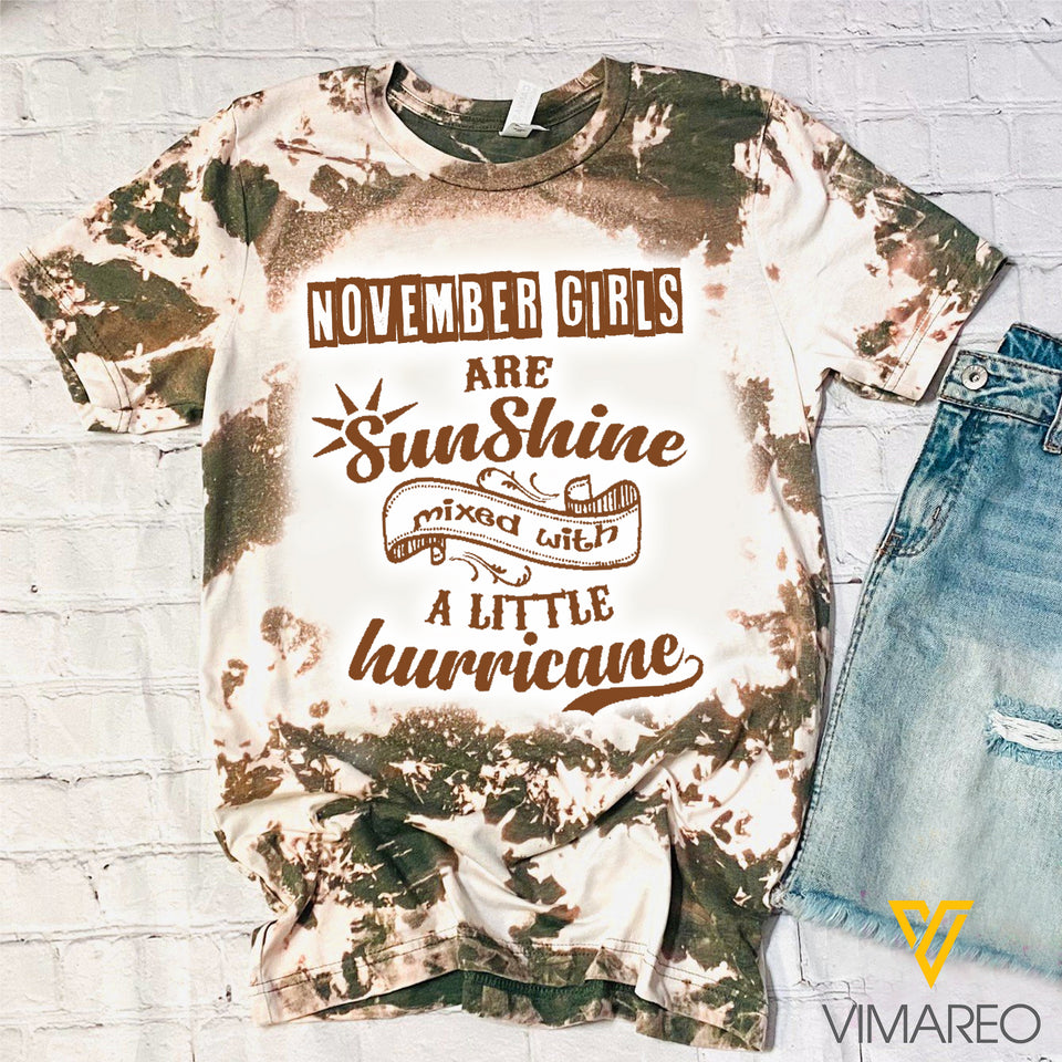 NOVEMBER GIRL SUNSHINE MIXED WITH HURRICANE BLEACHED TSHIRT PRINTED TNTQ2009