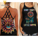 HIPPIE STYLE CRISS-CROSS TANK TOP FLOWER CHILD