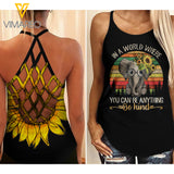 ELEPHANT BE KIND CRISS-CROSS TANK TOP SUNFLOWER