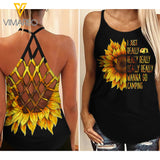 CAMPING GIRL SUNFLOWER CRISS-CROSS TANK TOP