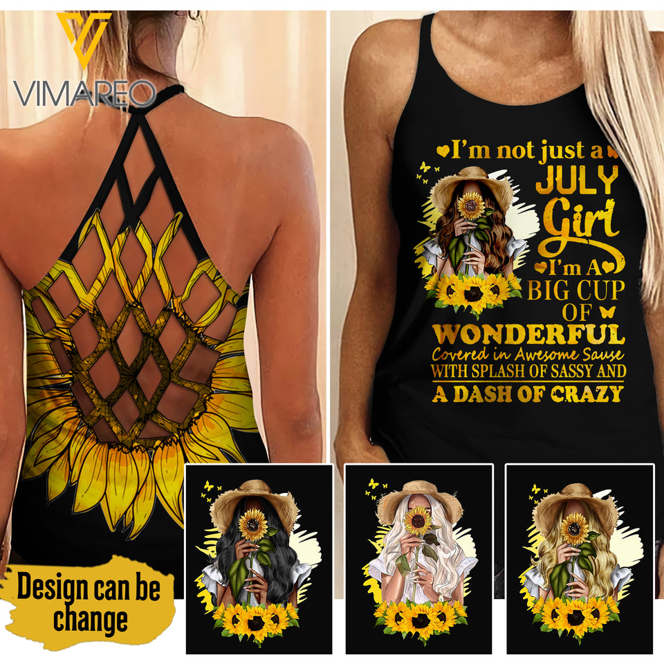 CUSTOMIZED GIRL SUNFLOWER CRISS CROSS TANK TNTQ2206