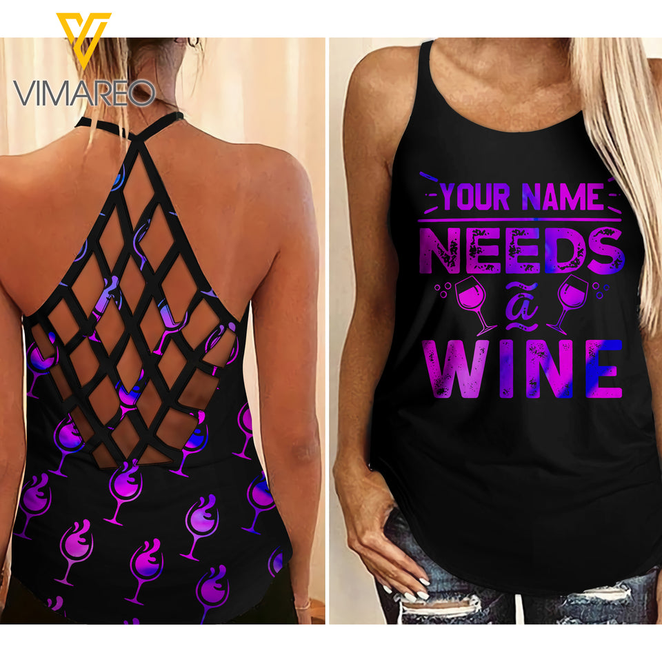 CUSTOMIZED GIRL NEED WINE CRISS-CROSS TANK TOP