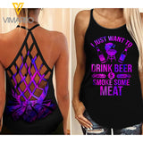 BEER MEAT AND CAMPING CRISS-CROSS TANK TOP