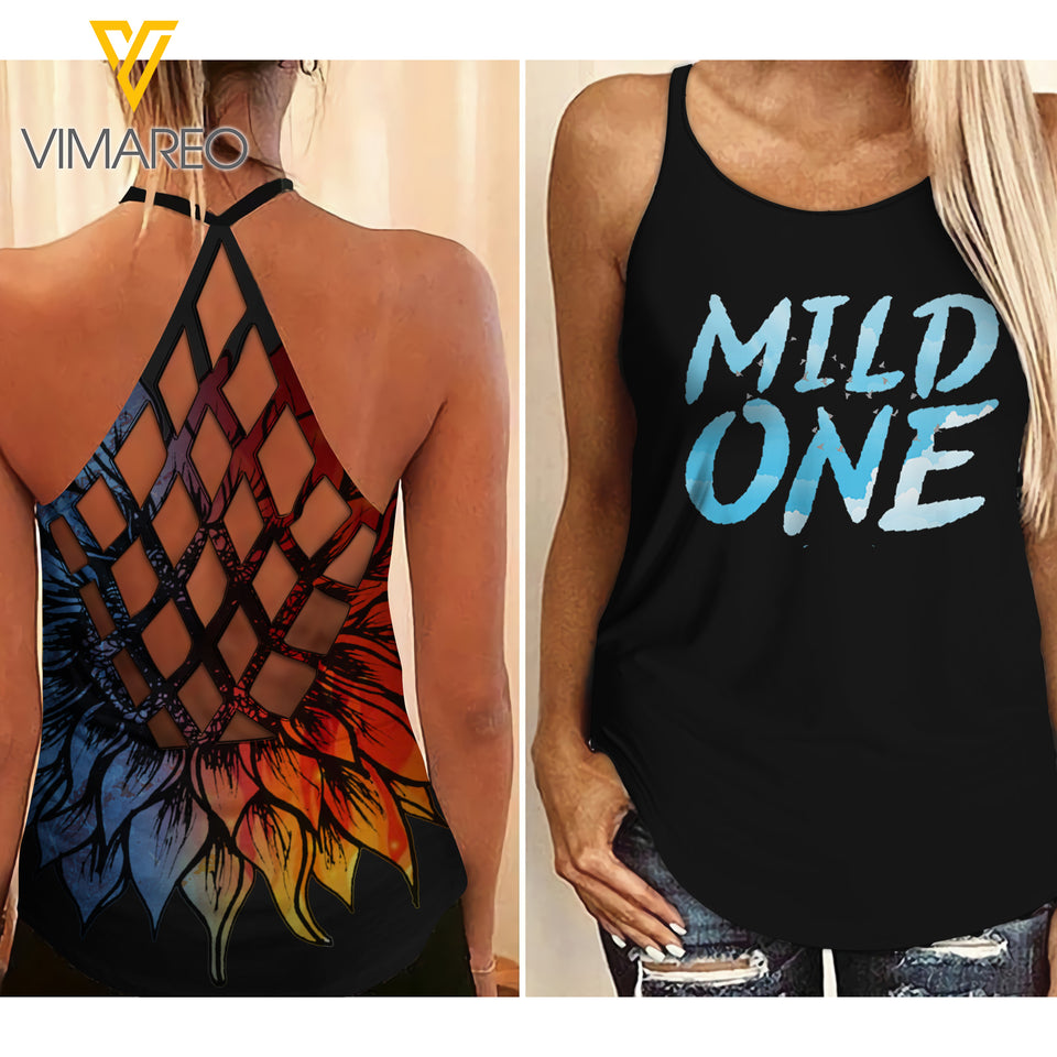 MILD AND WILD CRISS-CROSS OPEN BACK TANK TOP SUNFLOWER