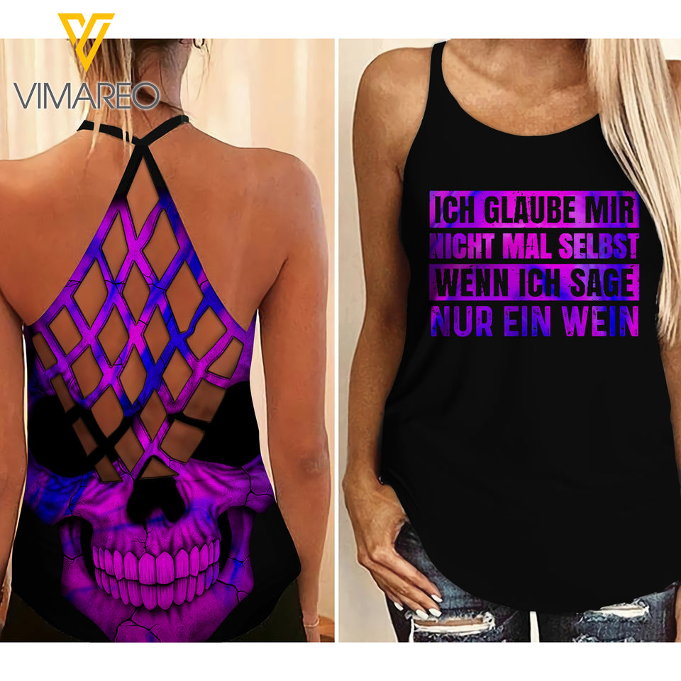 WENN ICH SAGE NUR EIN WEIN CRISS CROSS TANK SKULL