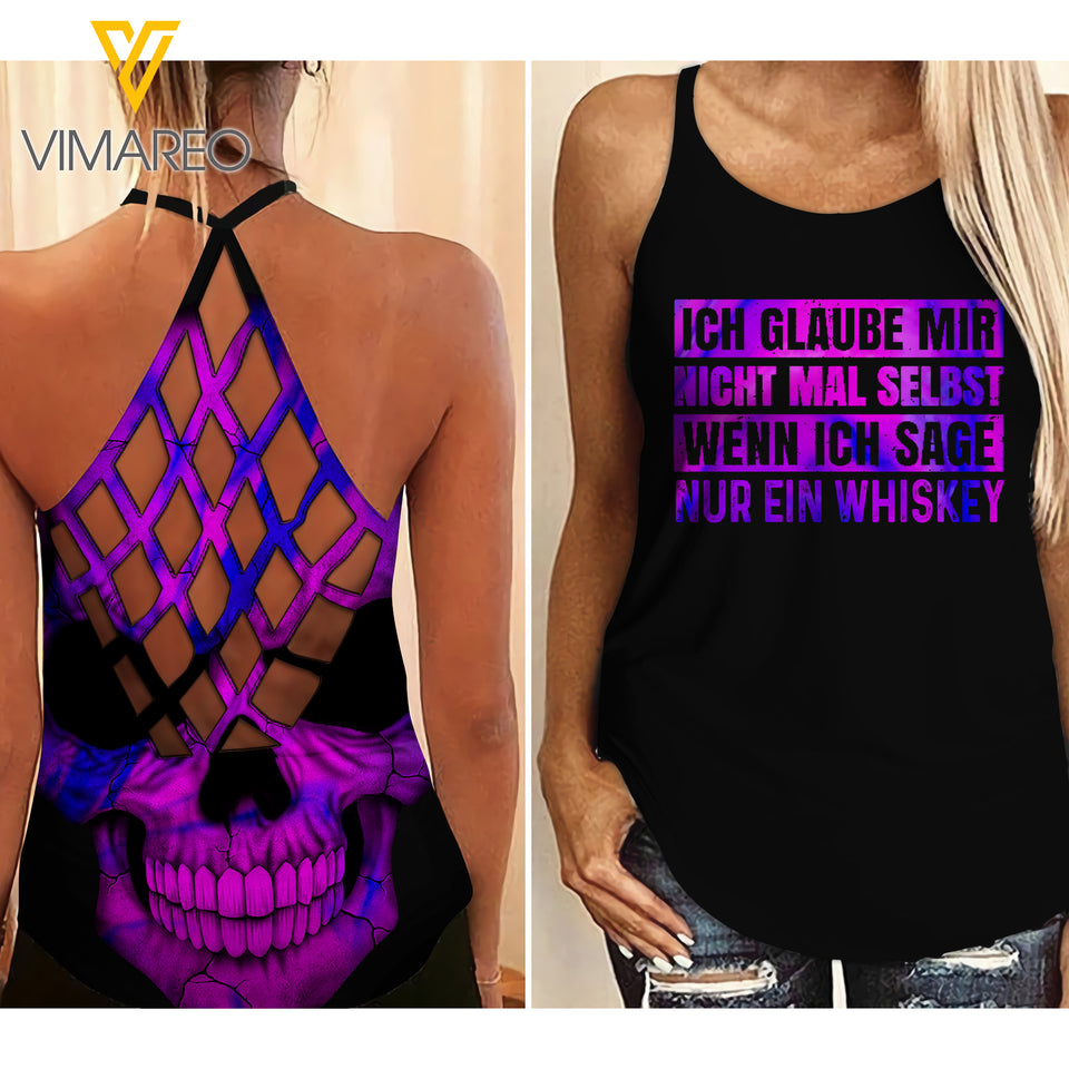 WENN ICH SAGE NUR EIN WHISKEY CRISS CROSS TANK SKULL