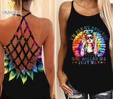 I'm Blunt Criss-Cross Open Back Camisole Tank Top Legging TVMR
