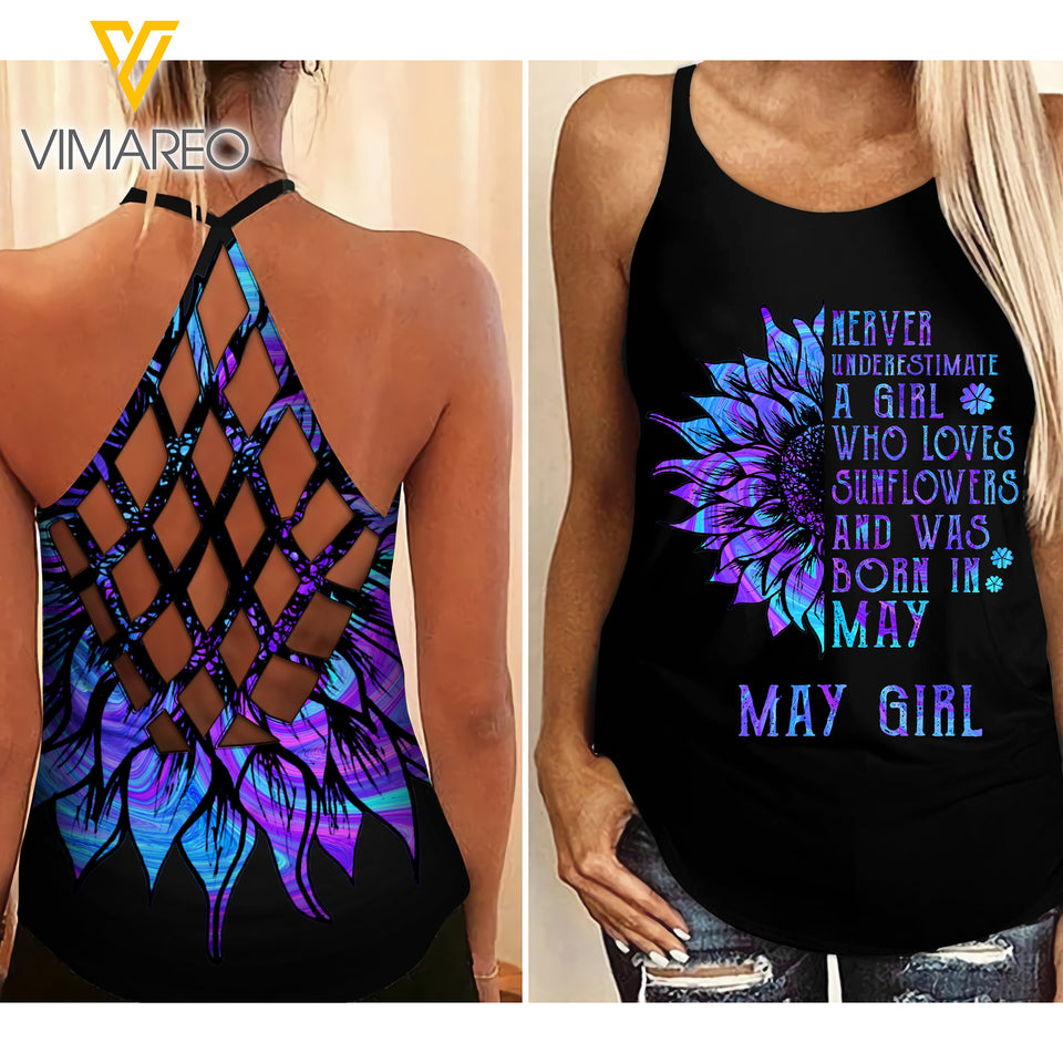 May Girl Criss-Cross Open Back Camisole Tank Top 1603NGBD