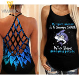 Shark girl Criss-Cross Open Back Camisole Tank Top 2004NGBD