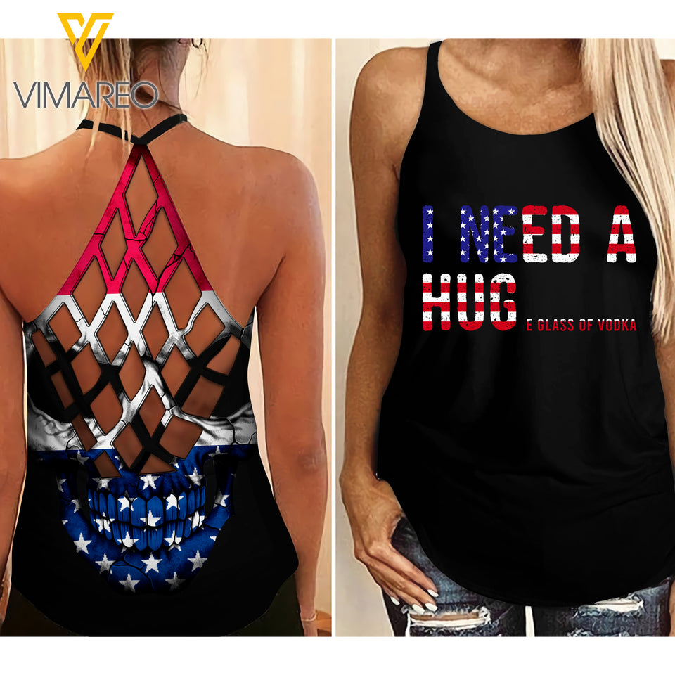 KHMD I NEED A VODKA Criss-Cross Tank Top