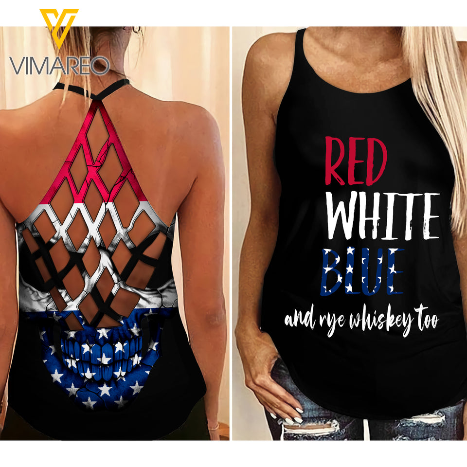 KHMD RYE WHISKEY Criss-Cross THICK THIGHS Tank Top Legging