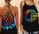 Sunflower Criss-Cross Open Back Camisole Tank Top 1503NGBD