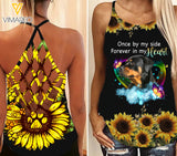 PHN ROTTWEILER DOG Criss-Cross Open Back Camisole Tank Top Legging MAR-MD11