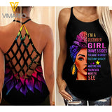 DECEMBER GIRL SUNFLOWER CRISS-CROSS TANK TOP