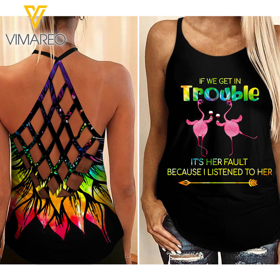 Trouple  Criss-Cross Open Back Camisole Tank Top 2 style MAR-MD30
