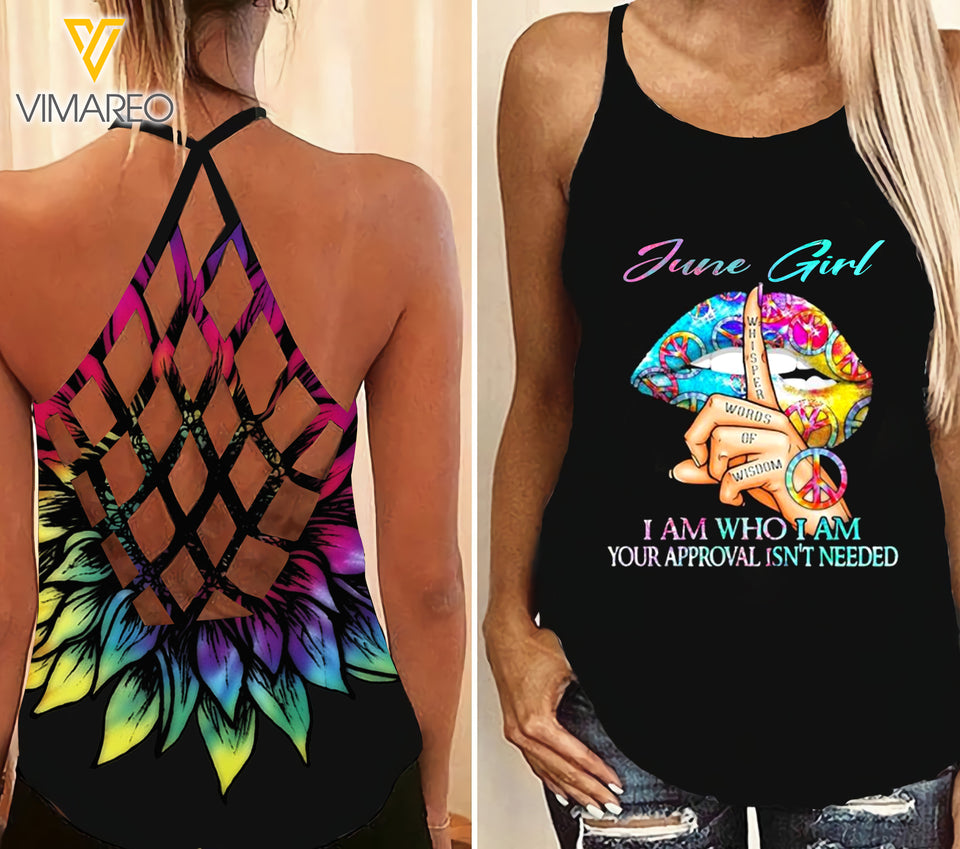 June Girl Criss-Cross Open Back Camisole Tank Top ZD2403