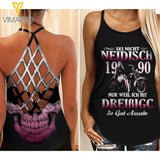 SEI NICHT NEIDISCH 1990 Criss-Cross Open Back Camisole Tank Top JUL-MD16