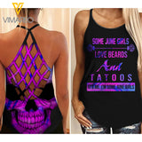 June girl Criss-Cross Open Back Camisole Tank Top BEARD