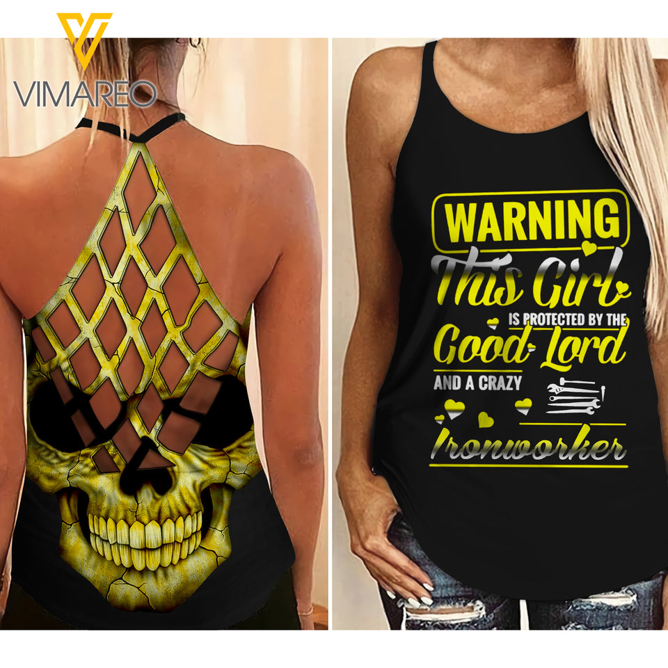 Ironworker Criss-Cross Open Back Camisole Tank Top MAR-MD26
