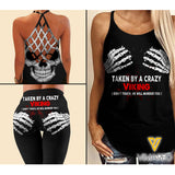 Taken by a crazy Viking Criss-Cross Open Back Camisole Tank Top Legging