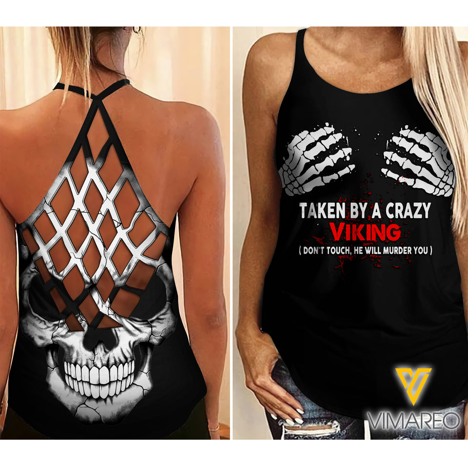 Taken by a crazy Viking Criss-Cross Open Back Camisole Tank Top Legging