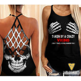 Taken by a crazy Viking Criss-Cross Open Back Camisole Tank Top Legging