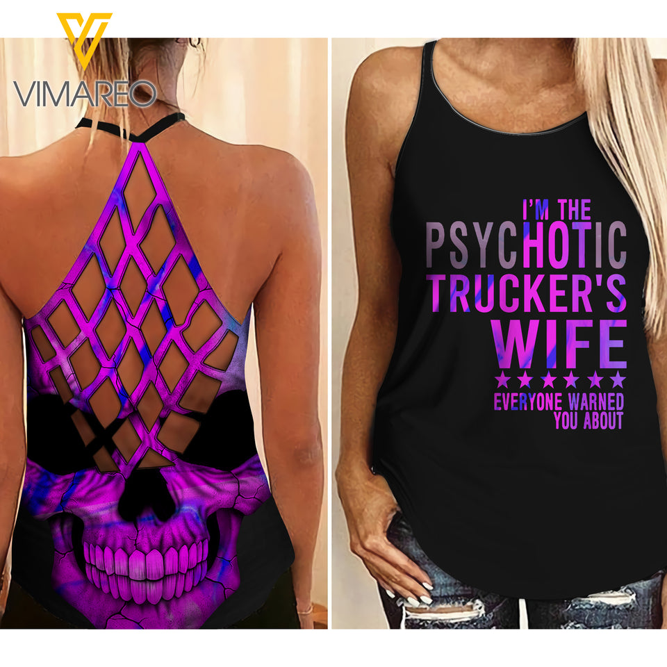 HOT TRUCKER WIFE  CRISS-CROSS TANK TOP