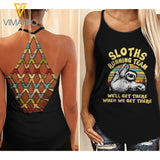 Sloth Running Team Criss-Cross Open Back Camisole Tank Top