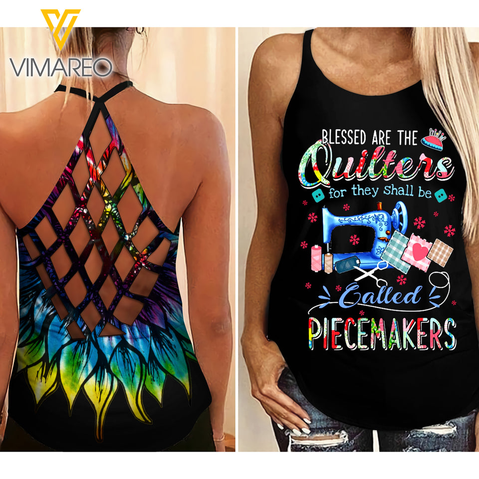 PIECEMAKER Criss-Cross Open Back Camisole Tank Top