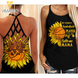 BASKETBALL MAMA SUNFLOWER CRISS-CROSS TANK TOP
