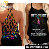 September girl personalized CRISS-CROSS OPEN BACK CAMISOLE TANK TOP