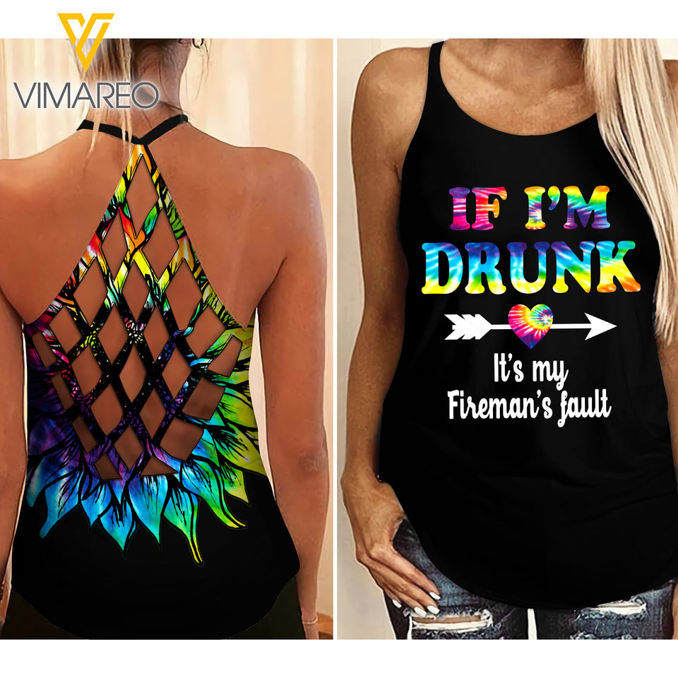 Fireman's fault Criss-Cross Open Back Camisole Tank Top