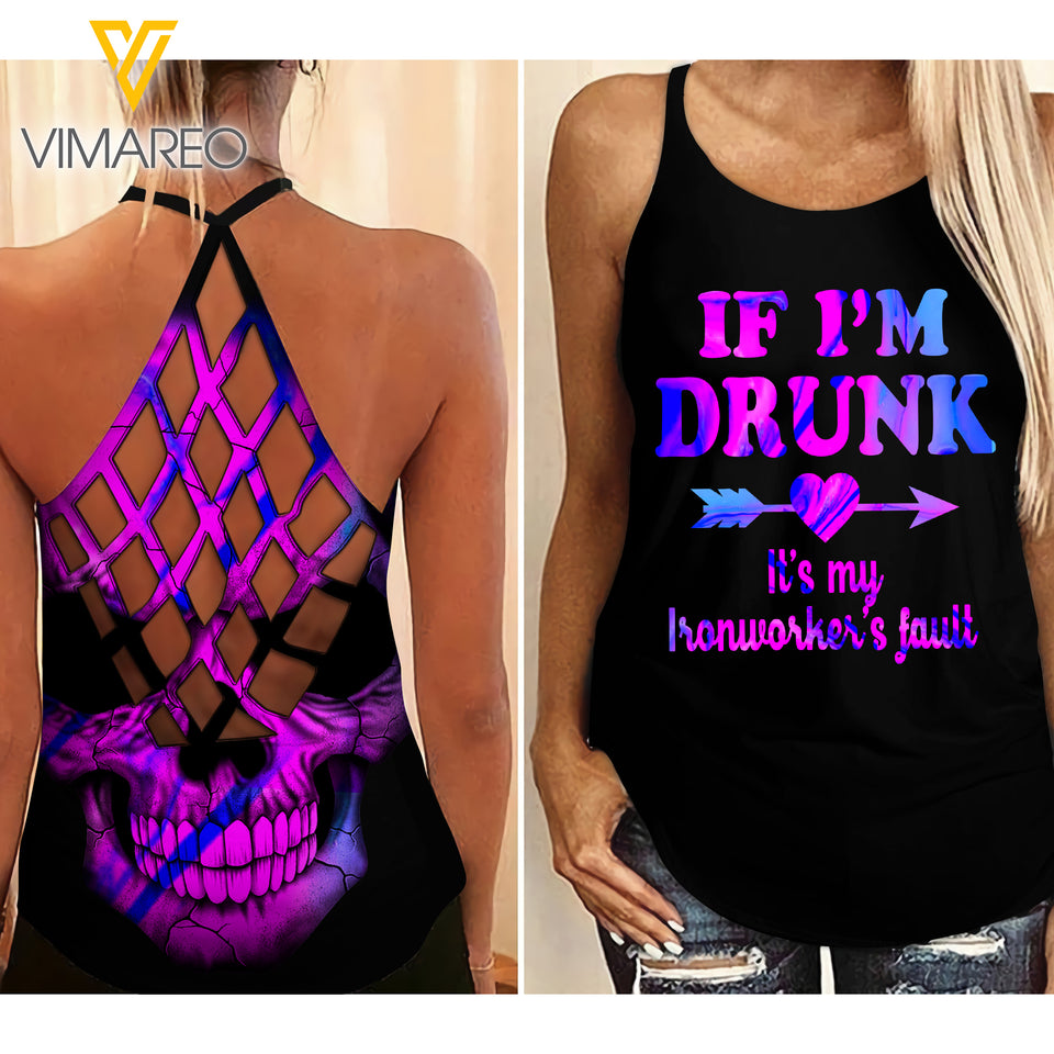 Ironworker's fault Criss-Cross Open Back Camisole Tank Top