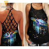Turtle Criss-Cross Open Back Camisole Tank Top Legging TMT2506