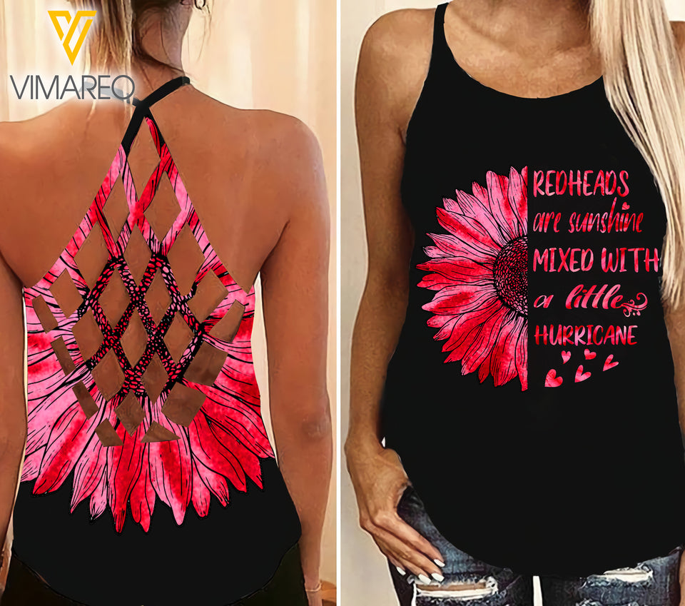 Red Heads Criss-Cross Open Back Camisole Tank Top MAR-MD31