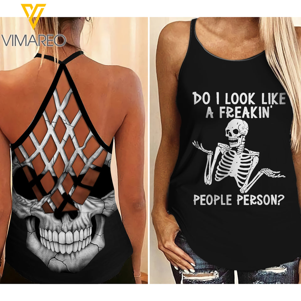 FREAKIN Criss-Cross Open Back Camisole Tank Top TMTL64
