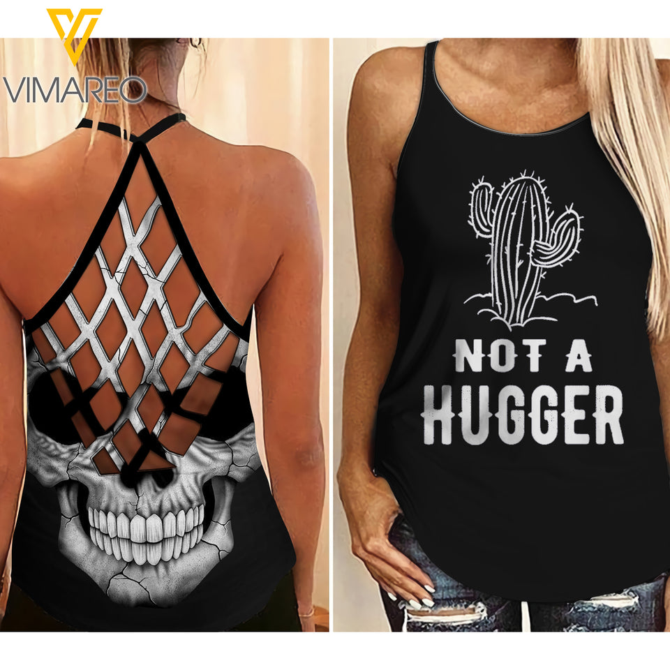 HUGGER Criss-Cross Open Back Camisole Tank Top TMTL64