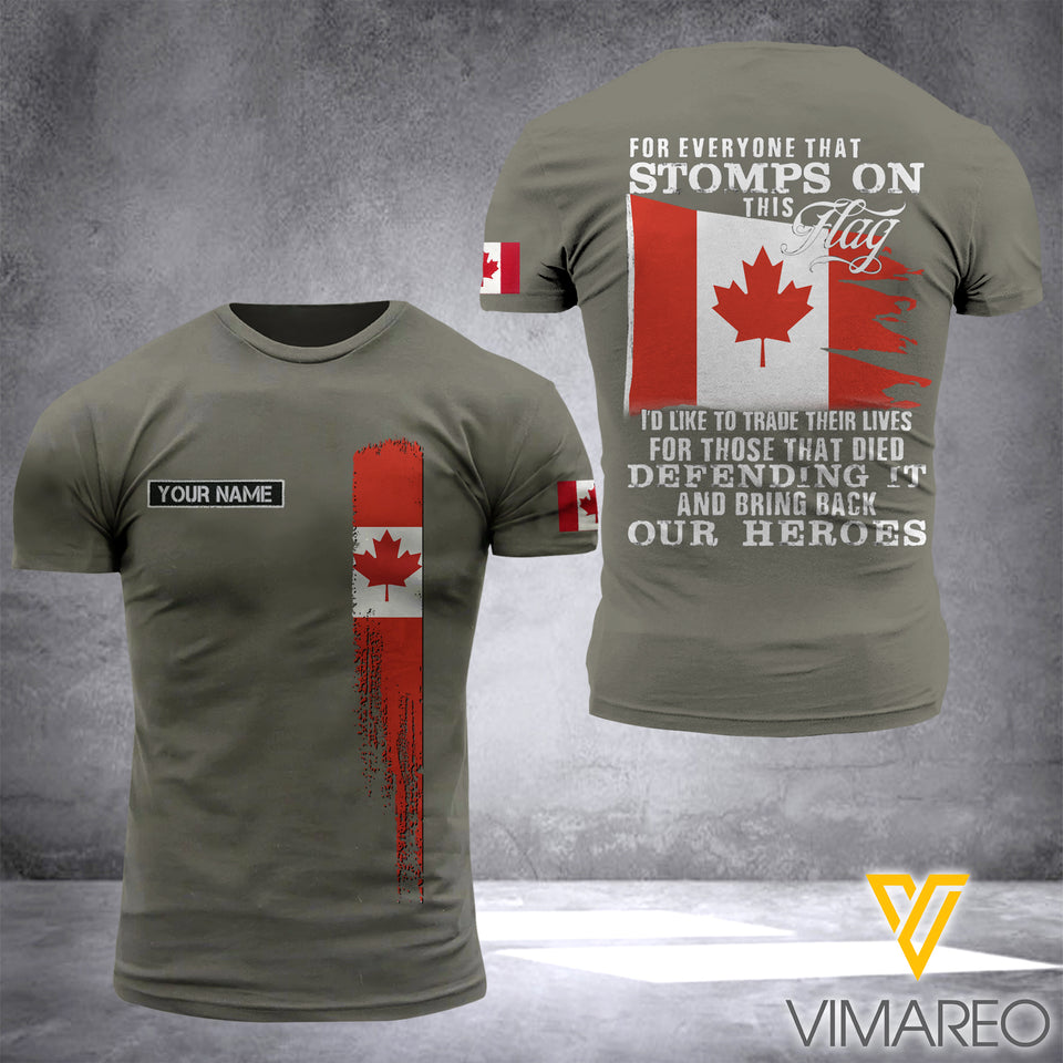 Customized Canada Flag 3D PRINTED TSHIRT 2804NGBD