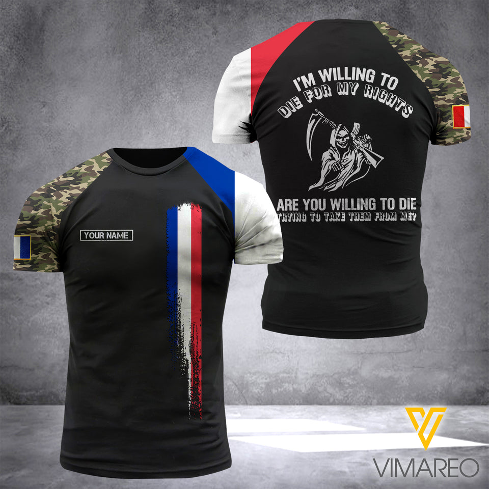 Customized French Army Flag 3D PRINTED SHIRT 0604NGBD