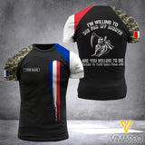 Customized French Army Flag 3D PRINTED SHIRT 0604NGBD